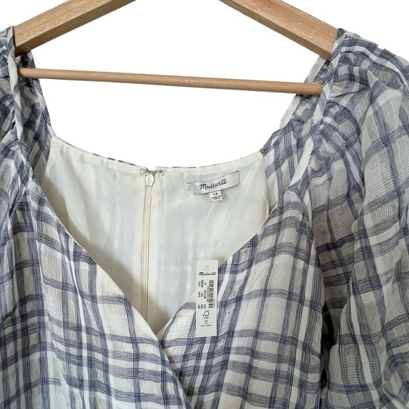 New Women’s Madewell Puff-Sleeve Faux-Wrap Tiered Midi Dress Size 10 - Picture 3 of 10